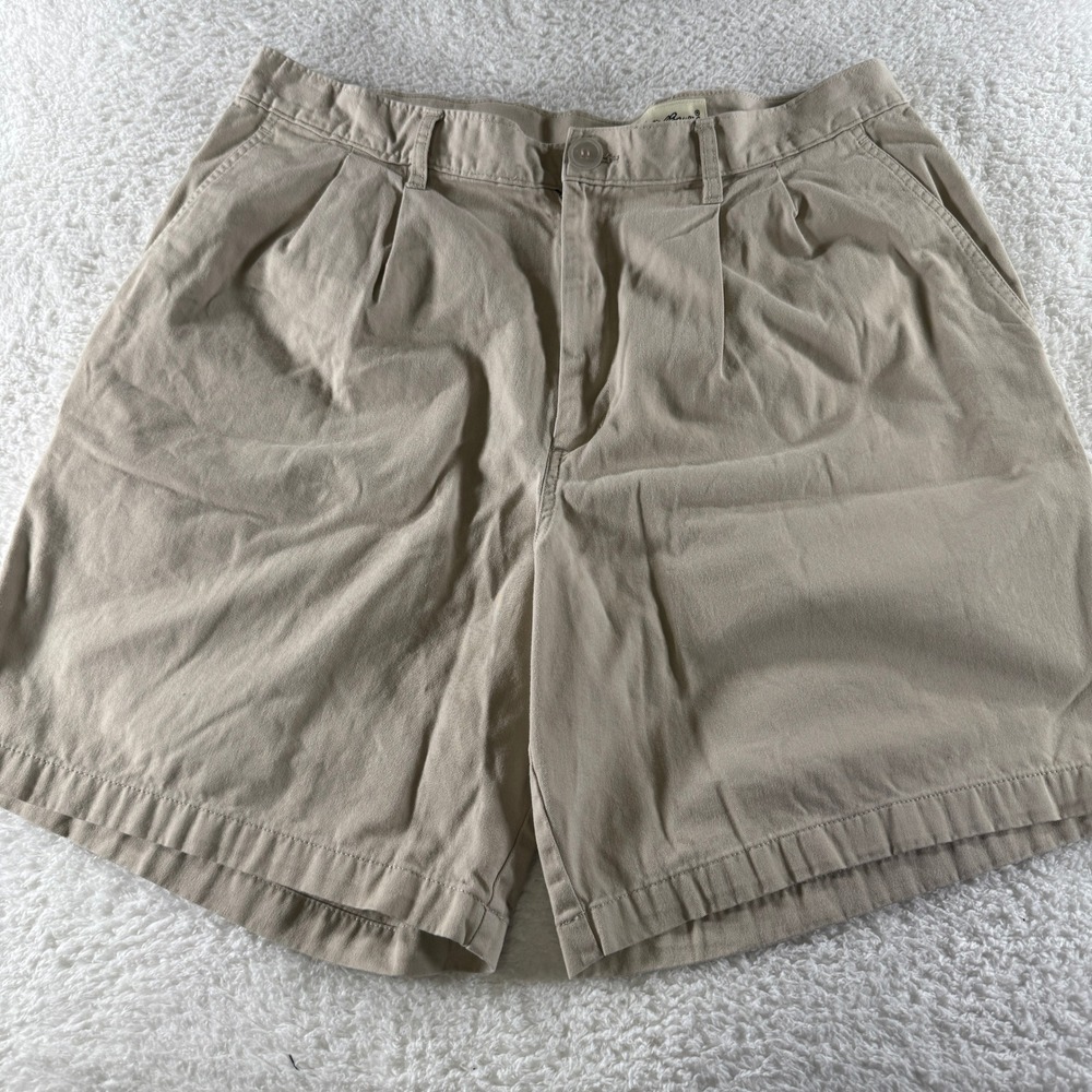 Vintage Eddie Bauer Pleated Khaki Chino Shorts‎ Men 38x8" Inseam Tan Clean
